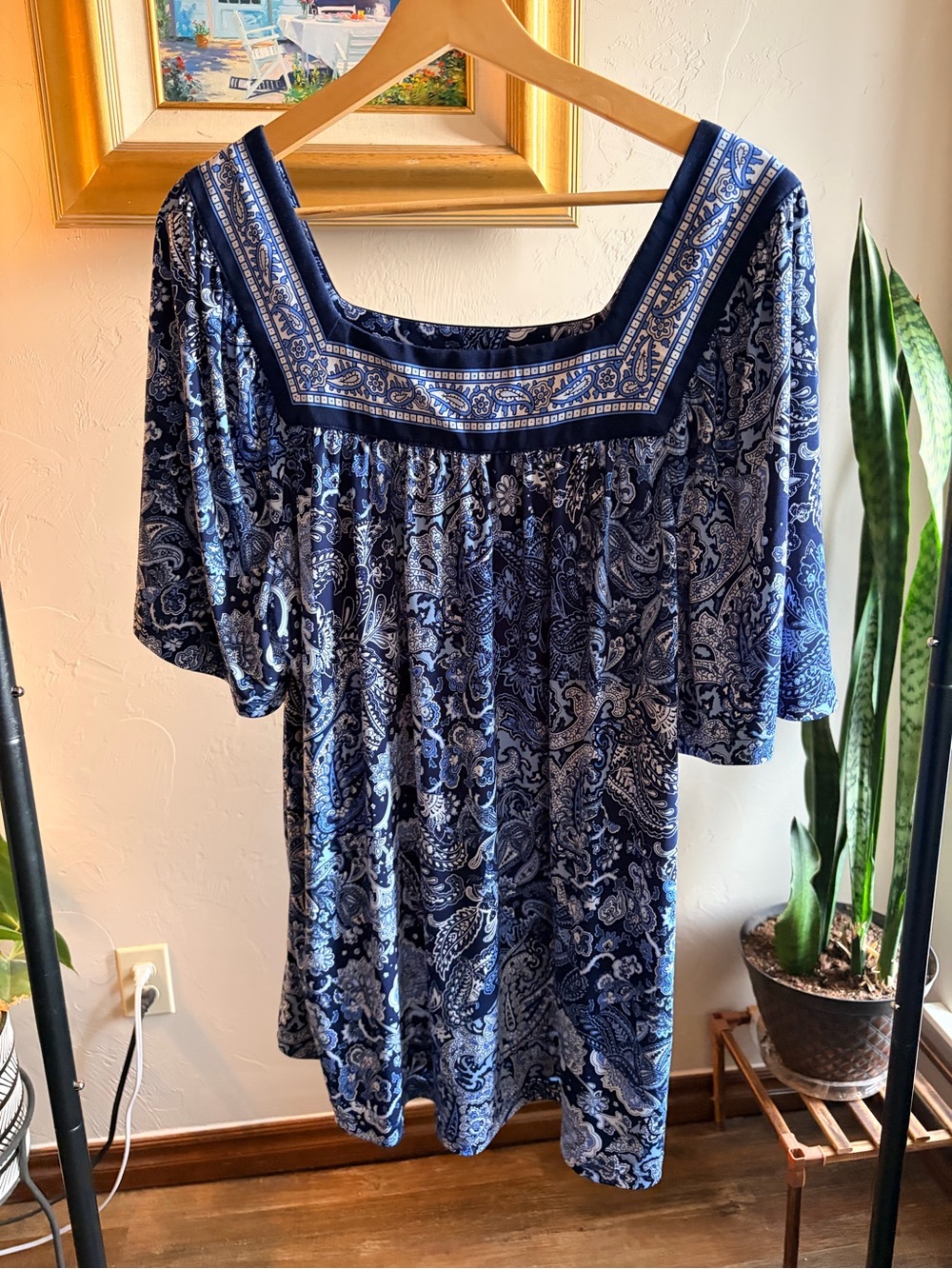 MICHAEL Michael Kors Navy Paisley Square-Neck Tunic